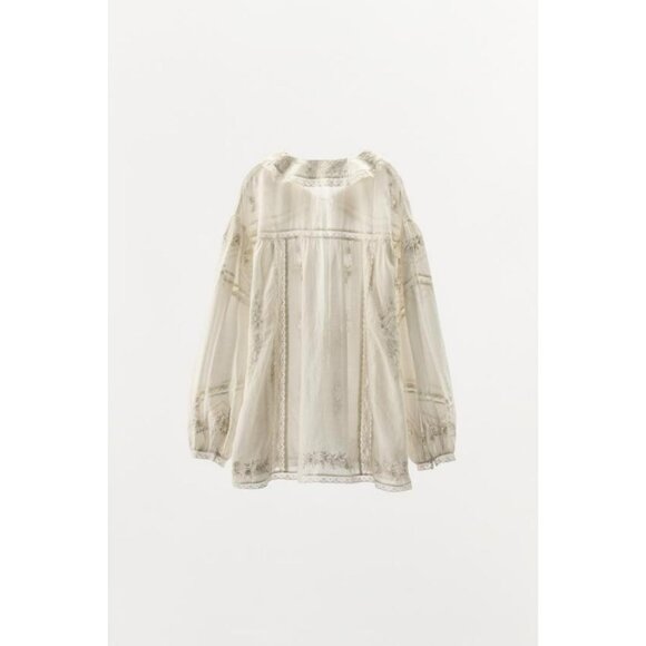 ZARA LIMITED EDITION EMBROIDERED FLORAL SHIRT - Picture 3 of 4